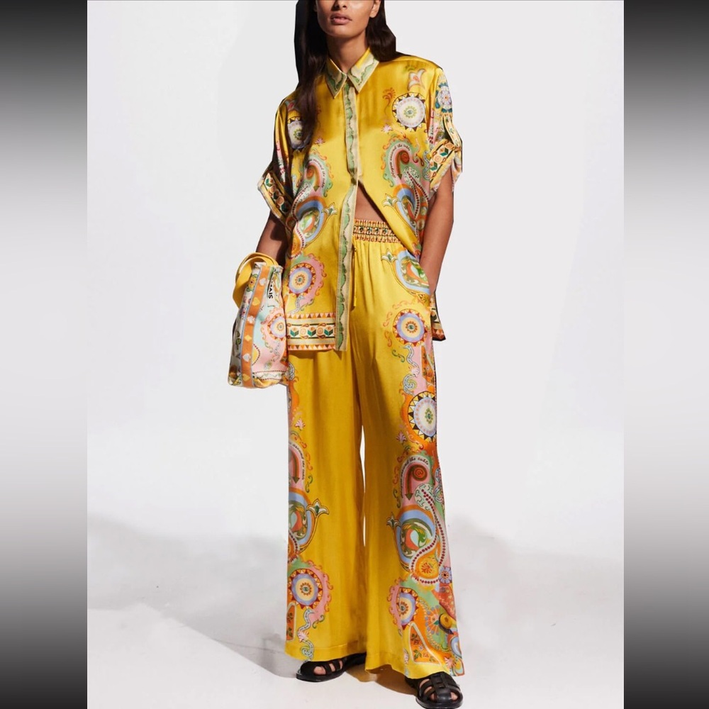 Yellow Paisley Shirt & Pant Set